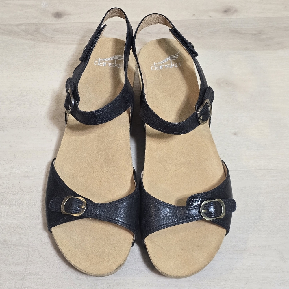 Dansko Womens Tricia Black Ankle Strap Heels EUR 42  US 11.5